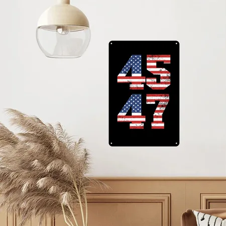Trump 45 47 American Flag President Trump 24 Black Metal Poster Wall Art Decor Sign