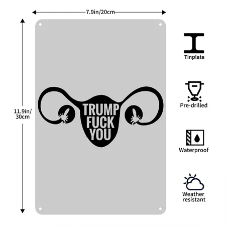 Trump Fuck You Heather Gray Metal Poster Wall Art Decor Sign
