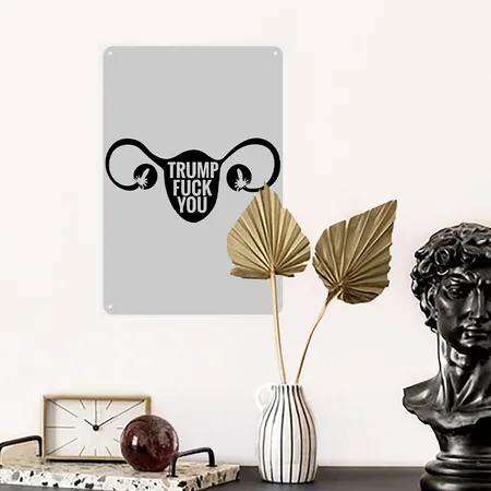 Trump Fuck You Heather Gray Metal Poster Wall Art Decor Sign