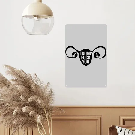 Trump Fuck You Heather Gray Metal Poster Wall Art Decor Sign