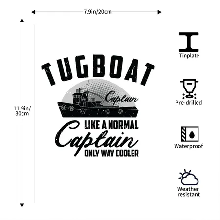 Tugboat Watercraft Cool Tugboat Captain Sailing White Metal Poster Wall Art Decor Sign