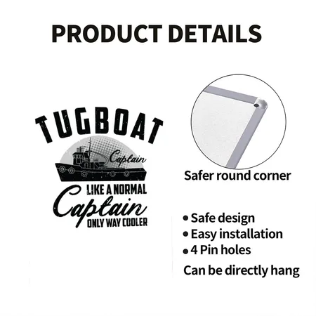 Tugboat Watercraft Cool Tugboat Captain Sailing White Metal Poster Wall Art Decor Sign
