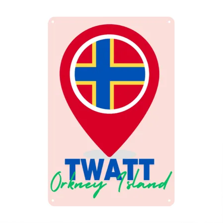 Twatt, Orkney Island Blush Pink Metal Poster Wall Art Decor Sign