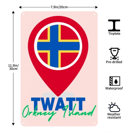 Twatt, Orkney Island Blush Pink Metal Poster Wall Art Decor Sign