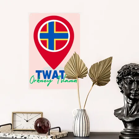 Twatt, Orkney Island Blush Pink Metal Poster Wall Art Decor Sign