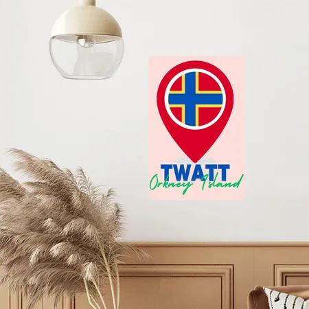 Twatt, Orkney Island Blush Pink Metal Poster Wall Art Decor Sign