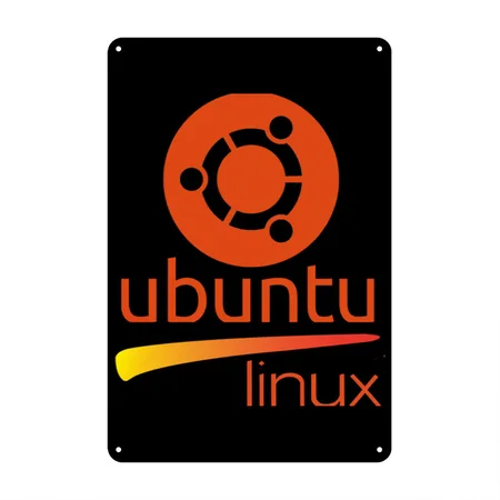 Ubuntu Linux Lover Tee With Tagline And Logo Open Black Metal Poster Wall Art Decor Sign