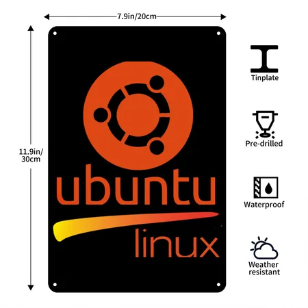 Ubuntu Linux Lover Tee With Tagline And Logo Open Black Metal Poster Wall Art Decor Sign