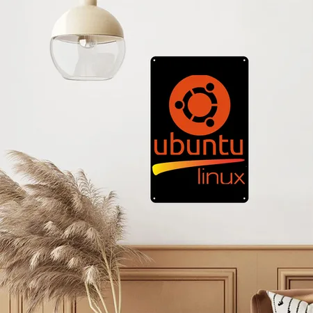 Ubuntu Linux Lover Tee With Tagline And Logo Open Black Metal Poster Wall Art Decor Sign