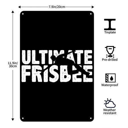 Ultimate Frisbee Ultimate Frisbee Player Ultimate Black Metal Poster Wall Art Decor Sign