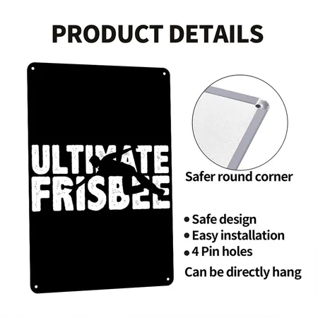 Ultimate Frisbee Ultimate Frisbee Player Ultimate Black Metal Poster Wall Art Decor Sign