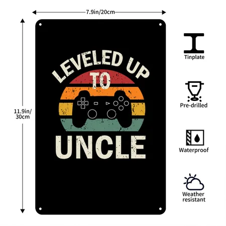 Uncle Gaming New Uncle Gift Black Metal Poster Wall Art Decor Sign