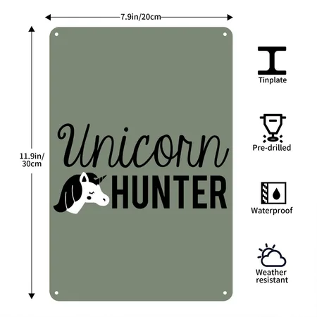 Unicorn Hunter Heather Military Green Metal Poster Wall Art Decor Sign