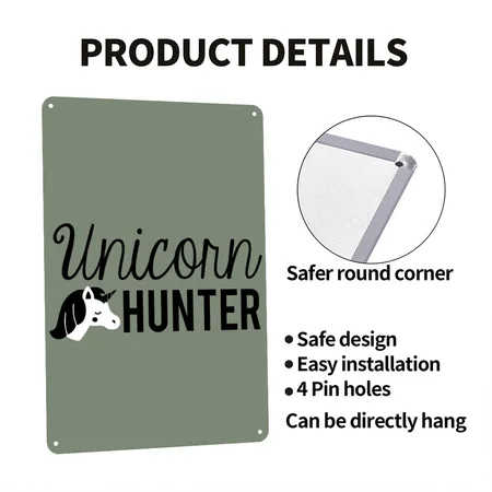 Unicorn Hunter Heather Military Green Metal Poster Wall Art Decor Sign