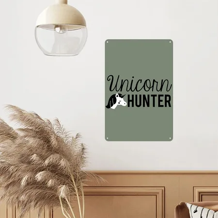 Unicorn Hunter Heather Military Green Metal Poster Wall Art Decor Sign