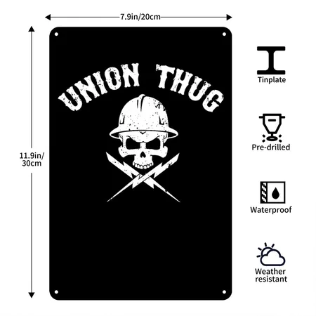 Union Thug Electrician 2 Black Metal Poster Wall Art Decor Sign