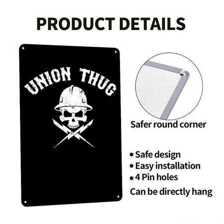 Union Thug Electrician 2 Black Metal Poster Wall Art Decor Sign