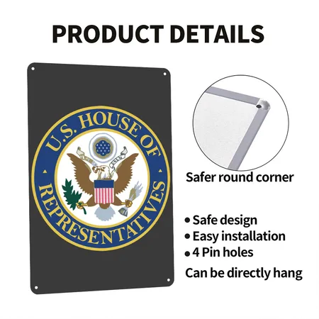 United States House Of Representatives Government Heather Black Metal Poster Wall Art Decor Sign