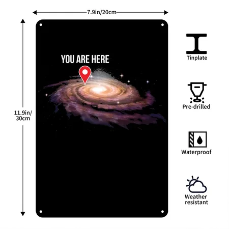 Universe Your Location Funny Gift Black/white Metal Poster Wall Art Decor Sign