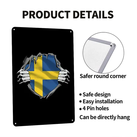 Unleash Your Inner Swedish Spirit With Flag Black Metal Poster Wall Art Decor Sign