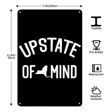 Upstate New York Upstate Of Mind Lon Black Metal Poster Wall Art Decor Sign