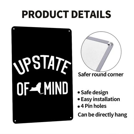 Upstate New York Upstate Of Mind Lon Black Metal Poster Wall Art Decor Sign