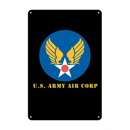 US Army Air Corp Black Metal Poster Wall Art Decor Sign