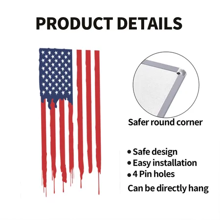 USA Flag White Metal Poster Wall Art Decor Sign