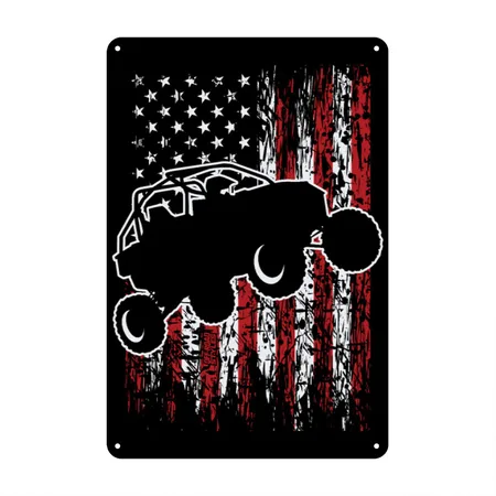 USA UTV RZR Racing Black Metal Poster Wall Art Decor Sign