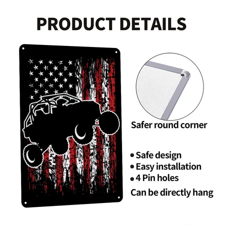 USA UTV RZR Racing Black Metal Poster Wall Art Decor Sign