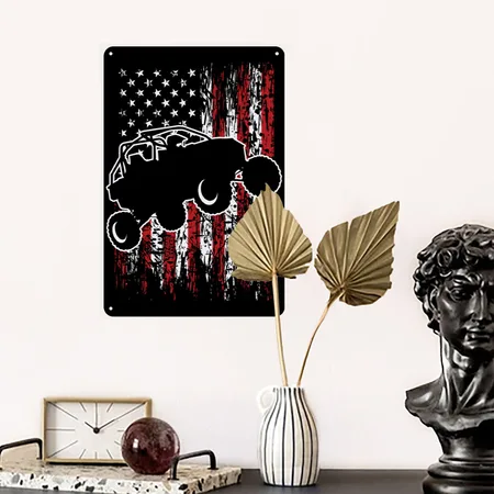 USA UTV RZR Racing Black Metal Poster Wall Art Decor Sign