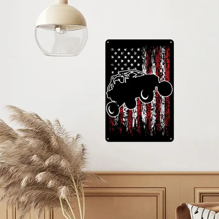 USA UTV RZR Racing Black Metal Poster Wall Art Decor Sign