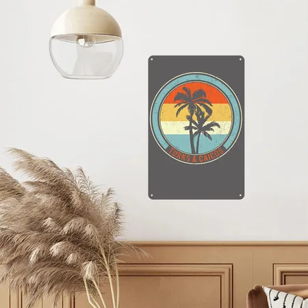 Vacation Shirt, Turks And Caicos Tee, British Charcoal Grey Metal Poster Wall Art Decor Sign