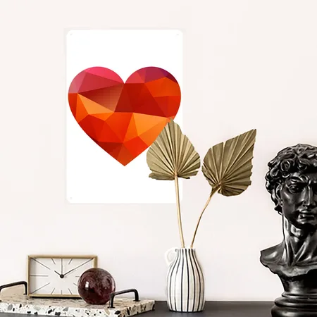 Valentines Day Heart White Metal Poster Wall Art Decor Sign