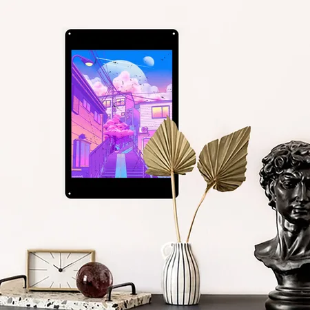 Vaporwave Aesthetic Black Metal Poster Wall Art Decor Sign