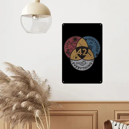 Venn Diagram 42 Life The Universe And Everything Black Metal Poster Wall Art Decor Sign