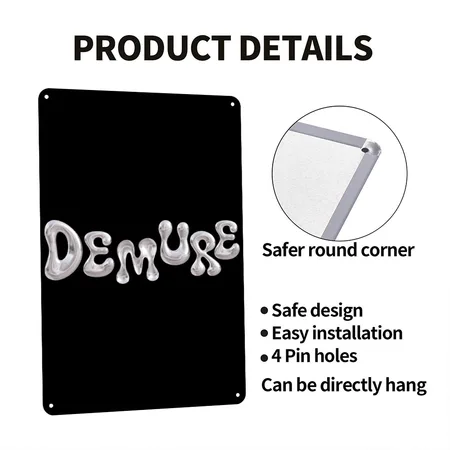 Very Demure Black Metal Poster Wall Art Decor Sign