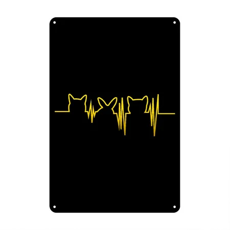 Veterinarian Heartbeat Black Metal Poster Wall Art Decor Sign