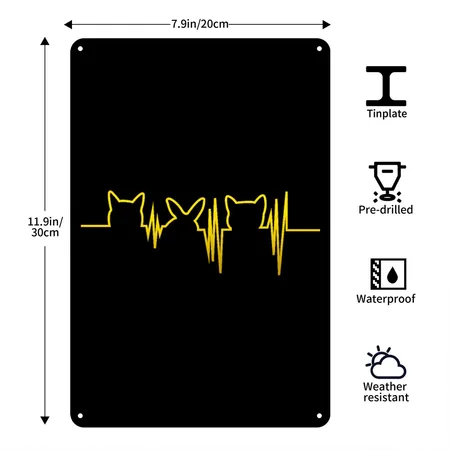 Veterinarian Heartbeat Black Metal Poster Wall Art Decor Sign