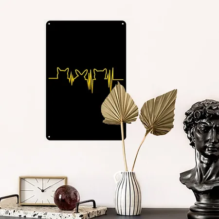 Veterinarian Heartbeat Black Metal Poster Wall Art Decor Sign