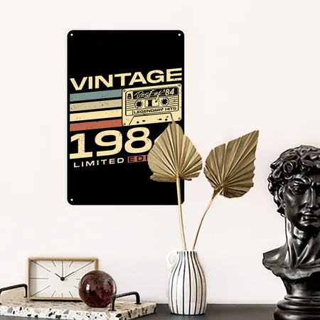 Vintage 1984 Retro 40th Birthday Black Metal Poster Wall Art Decor Sign
