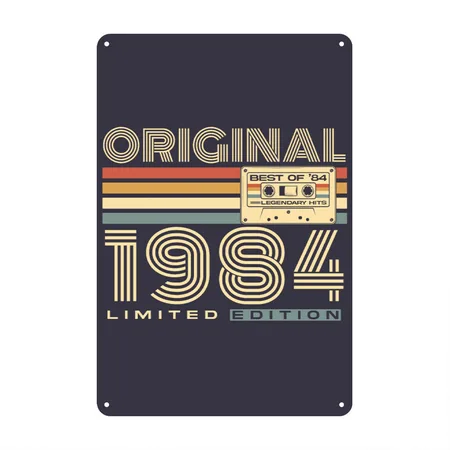 Vintage 1984 Retro 40th Birthday Midnight Navy Metal Poster Wall Art Decor Sign