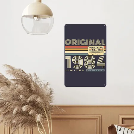 Vintage 1984 Retro 40th Birthday Midnight Navy Metal Poster Wall Art Decor Sign