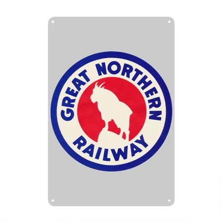Vintage Great Northern Railway Heather Gray Metal Poster Wall Art Decor Sign