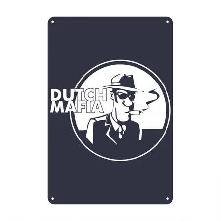 Vintage Mafia Navy/heather Gray Metal Poster Wall Art Decor Sign