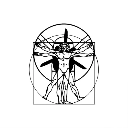 Vitruvian PPG Man. Short Arm White Metal Poster Wall Art Decor Sign