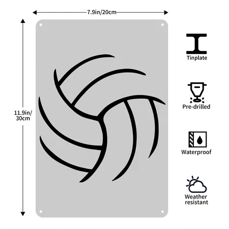 Volleyball Heather Gray Metal Poster Wall Art Decor Sign