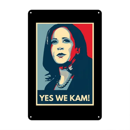 Vote For Kamala Yes We Kam Black Metal Poster Wall Art Decor Sign