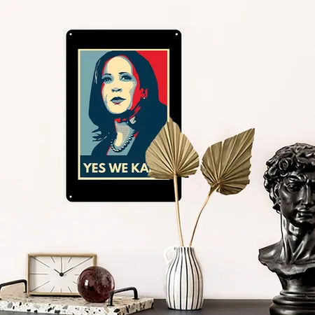 Vote For Kamala Yes We Kam Black Metal Poster Wall Art Decor Sign