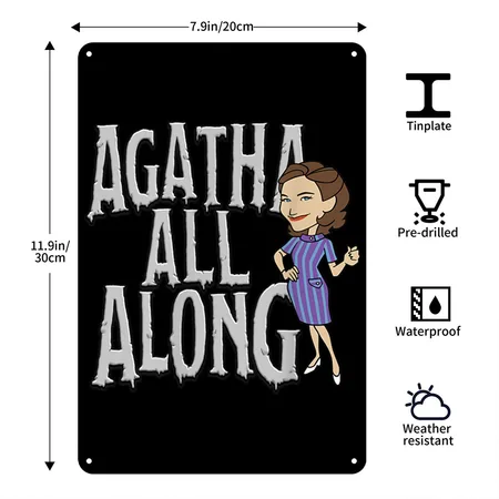 Wandavision Agatha All Along Big Text Black Metal Poster Wall Art Decor Sign